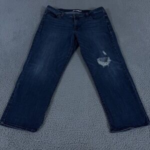 Levis Jeans Womens 18W Blue Boyfriend Mid Rise Dark Wash Stretch Distressed